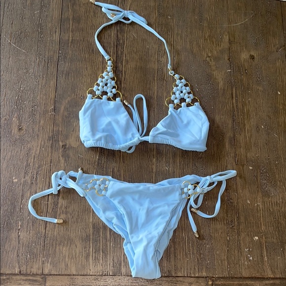 Beach Bunny Other - Light Blue Bikini with Gold Accents